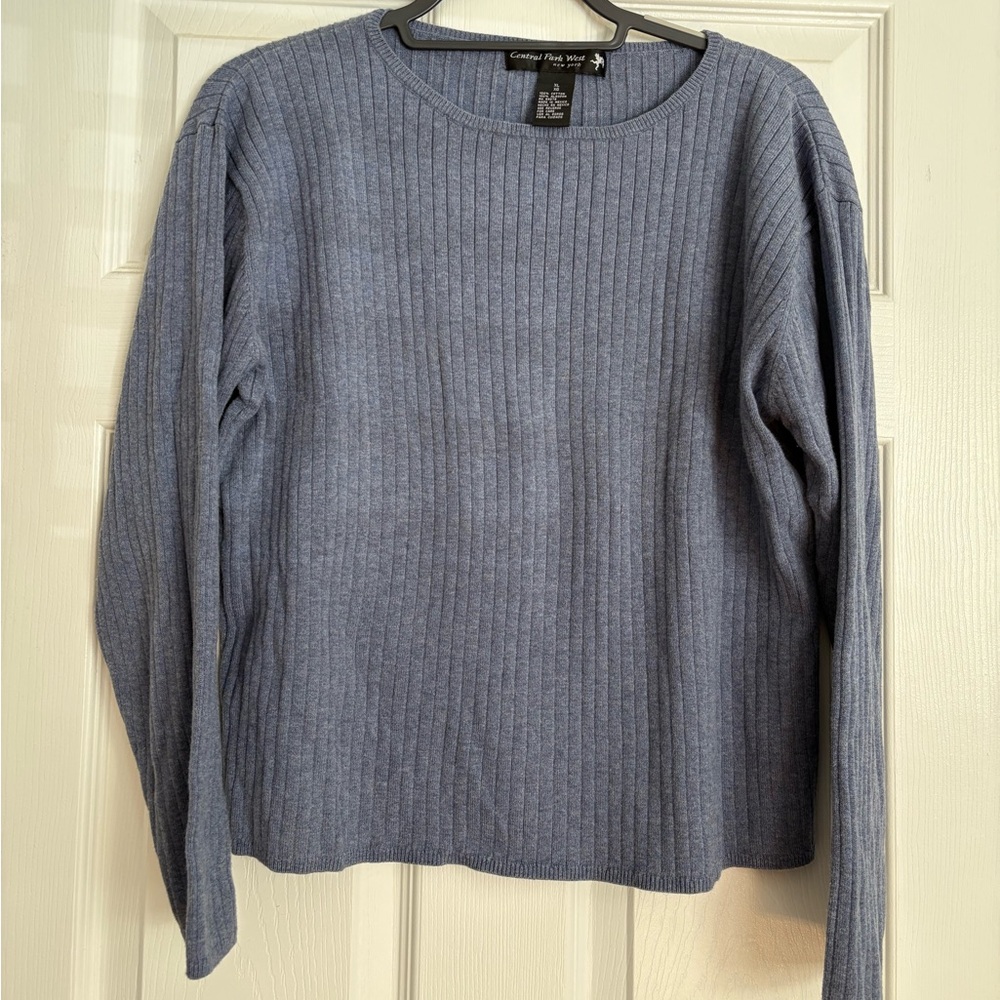 100% Cotton Ribbed Blue Sweater